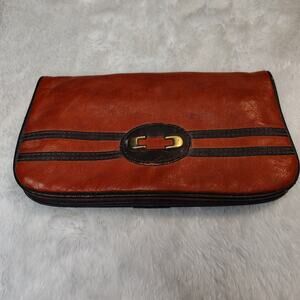 Vintage 1960s-1970s Leather Clutch Wallet | Frame Coin Purse | Made in Hong Kong